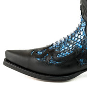 Botas Cowboy Country and Western Hombre y Mujer 1935 C Mex Crazy Old Black Natural Blue