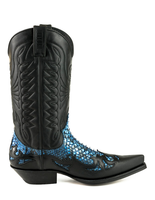 Botas Cowboy Country and Western Hombre y Mujer 1935 C Mex Crazy Old Black Natural Blue