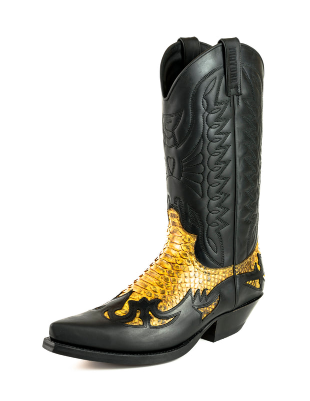 Botas Cowboy Country and Western Hombre y Mujer 1935 C Mex Crazy Old Black Natural Yellow