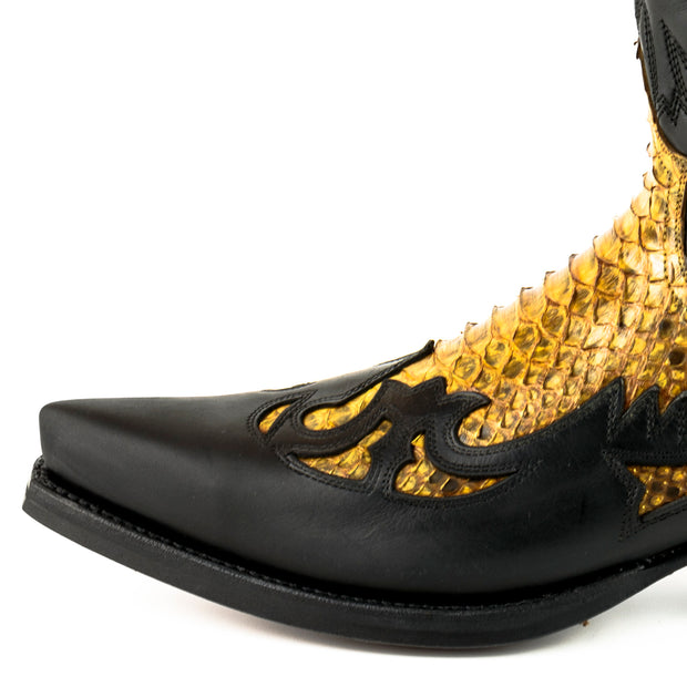 Botas Cowboy Country and Western Hombre y Mujer 1935 C Mex Crazy Old Black Natural Yellow