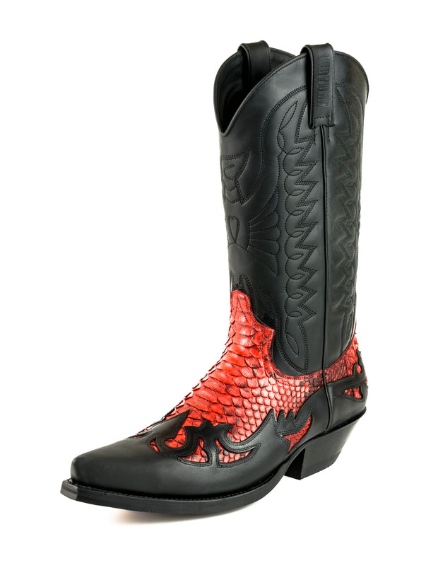 Botas Cowboy Country and Western Hombre y Mujer 1935 C Mex Crazy Old Black Natural Red