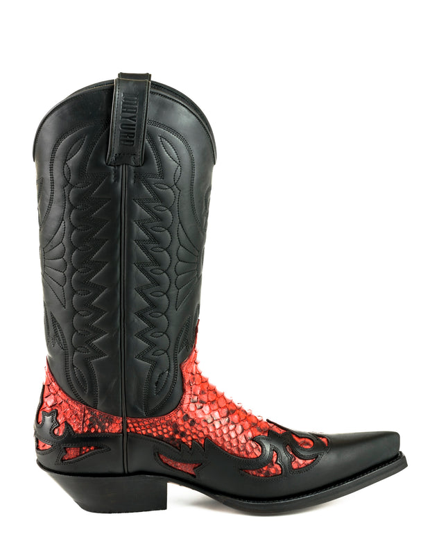 Botas Cowboy Country and Western Hombre y Mujer 1935 C Mex Crazy Old Black Natural Red